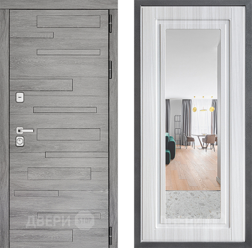 Входная металлическая Дверь Дверной континент ДК-10 ФЛЗ Зеркало Сандал белый в Одинцово