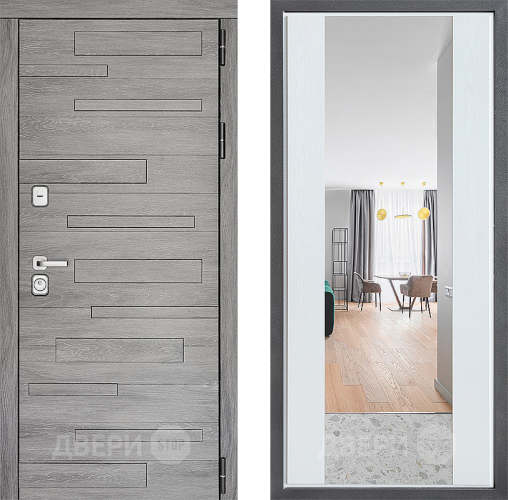 Входная металлическая Дверь Дверной континент ДК-10 ФЛЗ-1 Зеркало Белое дерево в Одинцово