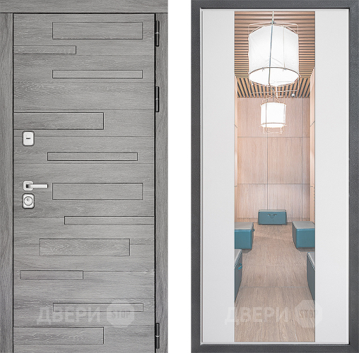 Входная металлическая Дверь Дверной континент ДК-10 ФЛЗ-1 Зеркало Белый софт в Одинцово