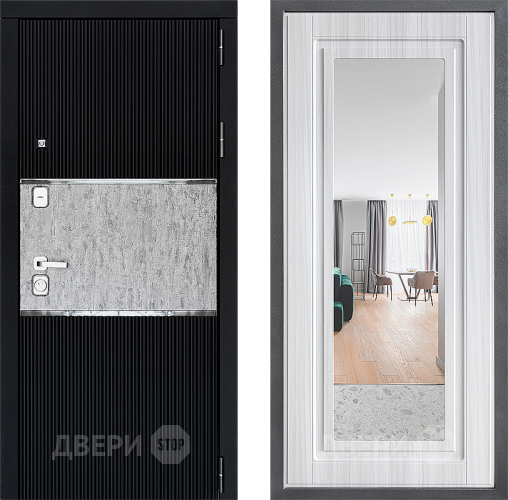 Входная металлическая Дверь Дверной континент ДК-13 ФЛЗ Зеркало Сандал белый в Одинцово