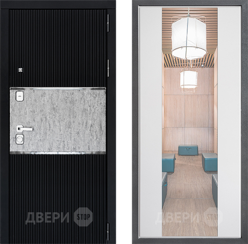 Входная металлическая Дверь Дверной континент ДК-13 ФЛЗ-1 Зеркало Белый софт в Одинцово