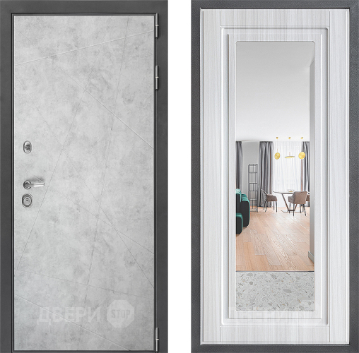 Входная металлическая Дверь Дверной континент ДК-3/743 ФЛЗ Зеркало Сандал белый в Одинцово