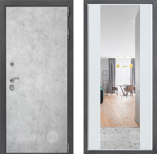 Входная металлическая Дверь Дверной континент ДК-3/743 ФЛЗ-1 Зеркало Белое дерево в Одинцово