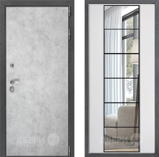 Входная металлическая Дверь Дверной континент ДК-3/743 ФЛЗ-2 Зеркало Белый софт в Одинцово