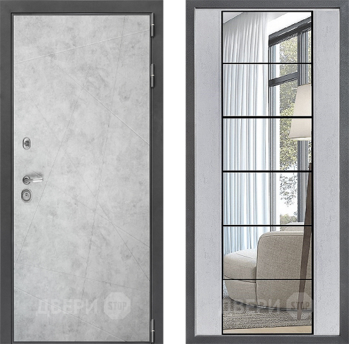 Входная металлическая Дверь Дверной континент ДК-3/743 ФЛЗ-2 Зеркало Бетон светлый в Одинцово