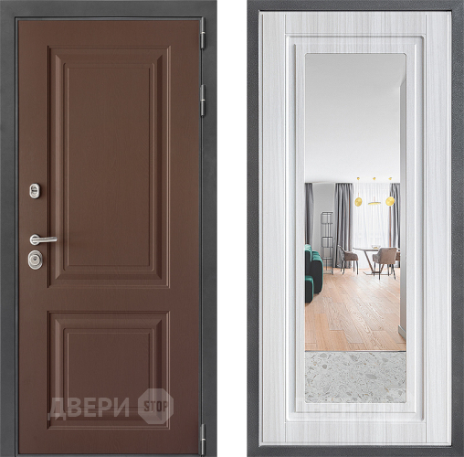 Входная металлическая Дверь Дверной континент ДК-3/729 ФЛЗ Зеркало Сандал белый в Одинцово