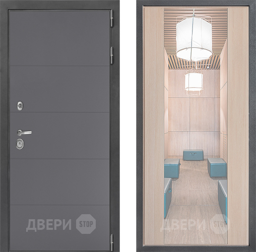 Входная металлическая Дверь Дверной континент ДК-3/649 ФЛЗ-1 Зеркало Капучино в Одинцово