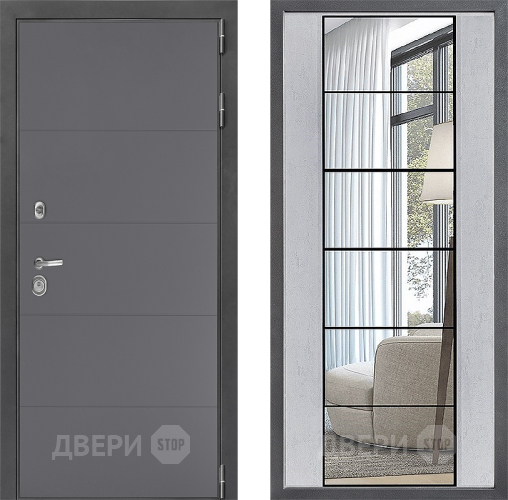 Дверь Дверной континент ДК-3/649 ФЛЗ-2 Зеркало Бетон светлый в Одинцово