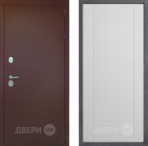 Входная металлическая Дверь Дверной континент Рубикон Медь Дизайн ФЛ-Лайн Белое дерево в Одинцово