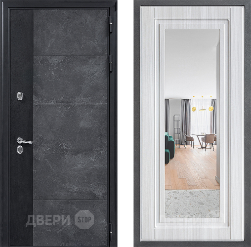 Входная металлическая Дверь Дверной континент ДК-15 Бетон ТЕРМО ФЛЗ Зеркало Сандал белый в Одинцово