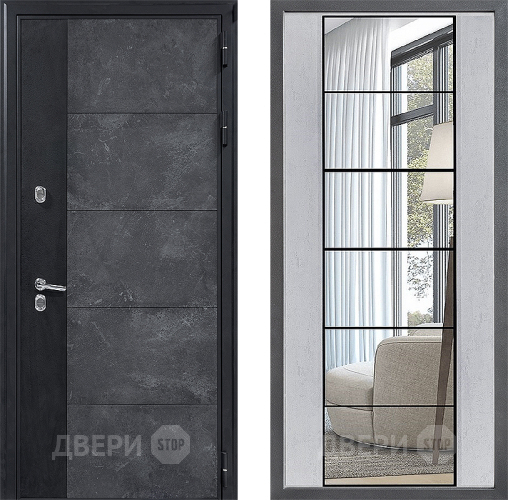 Входная металлическая Дверь Дверной континент ДК-15 Бетон ТЕРМО ФЛЗ-2 Зеркало Бетон светлый в Одинцово