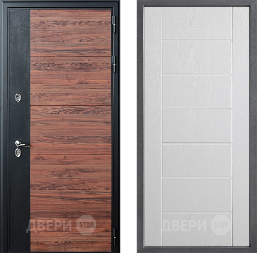 Входная металлическая Дверь Дверной континент ДК-15 Красное Дерево ТЕРМО ФЛ-Лайн Белое дерево в Одинцово