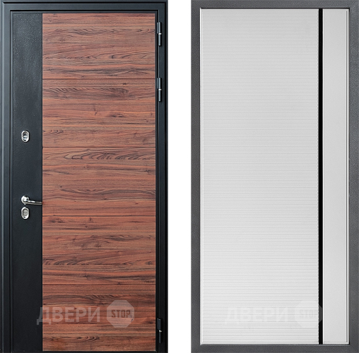 Входная металлическая Дверь Дверной континент ДК-15 Красное Дерево ТЕРМО ФЛ-757 Черное Стекло Софт милк в Одинцово