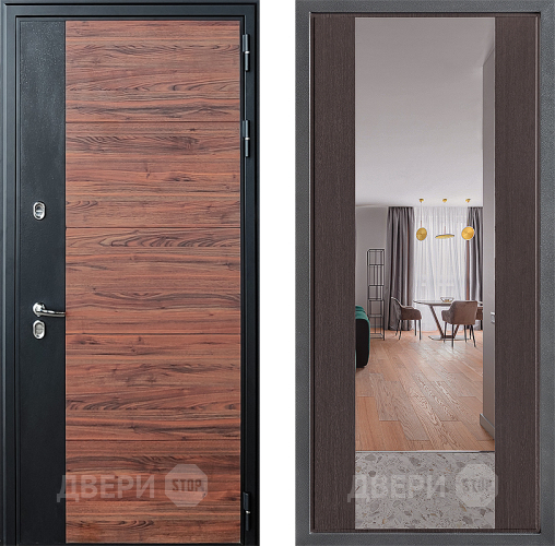 Входная металлическая Дверь Дверной континент ДК-15 Красное Дерево ТЕРМО ФЛЗ-1 Зеркало Венге в Одинцово