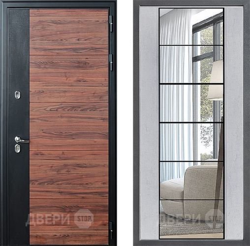 Дверь Дверной континент ДК-15 Красное Дерево ТЕРМО ФЛЗ-2 Зеркало Бетон светлый в Одинцово
