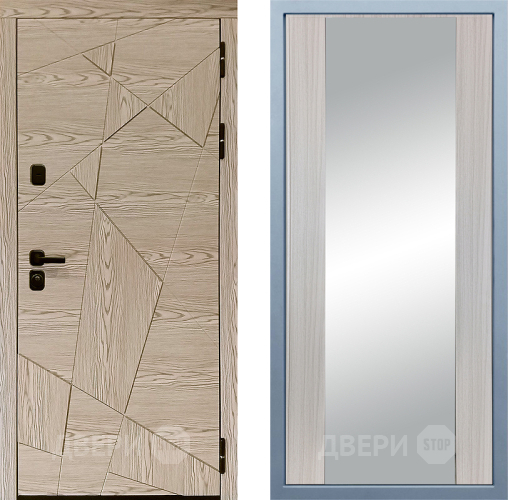 Входная металлическая Дверь Дива МД-97/1 Д-15 Зеркало Сандал белый в Одинцово
