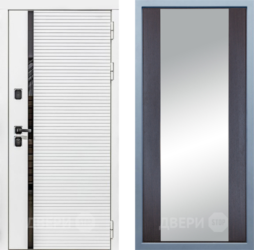 Входная металлическая Дверь Дива МХ-45 Белая STR Д-15 Зеркало Венге в Одинцово
