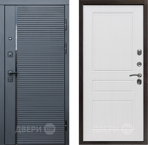 Входная металлическая Дверь Престиж Черная Линия Классика Белое дерево в Одинцово