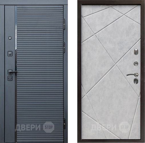 Входная металлическая Дверь Престиж Черная Линия Лучи Бетон светлый в Одинцово