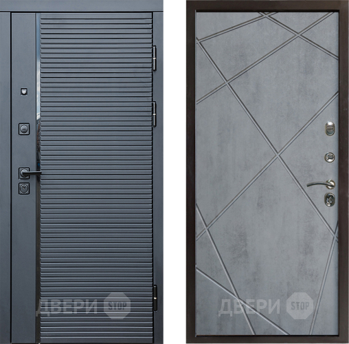 Входная металлическая Дверь Престиж Черная Линия Лучи Бетон темный в Одинцово