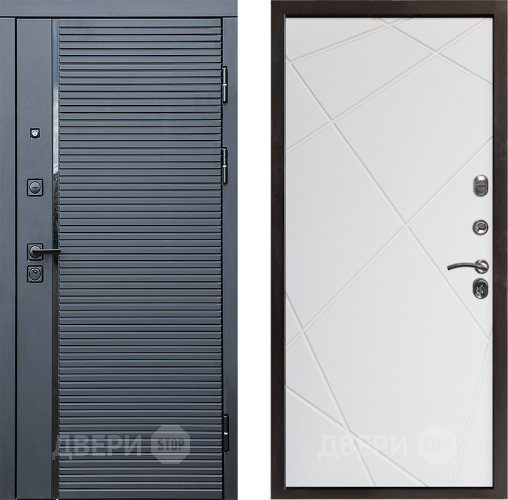 Входная металлическая Дверь Престиж Черная Линия Лучи Бетон белый в Одинцово