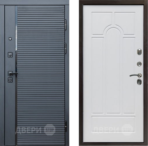 Входная металлическая Дверь Престиж Черная Линия Арка Белое дерево в Одинцово