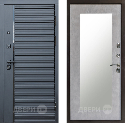 Входная металлическая Дверь Престиж Черная Линия Зеркло Пастораль Бетон светлый в Одинцово
