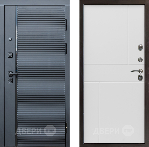 Входная металлическая Дверь Престиж Черная Линия Горизонт Бетон белый в Одинцово