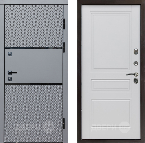 Входная металлическая Дверь Престиж Ромб Классика Белый матовый в Одинцово