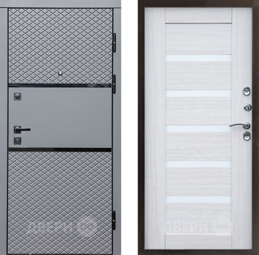 Входная металлическая Дверь Престиж Ромб Царга Лиственница белая в Одинцово