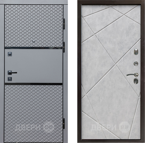 Входная металлическая Дверь Престиж Ромб Лучи Бетон светлый в Одинцово