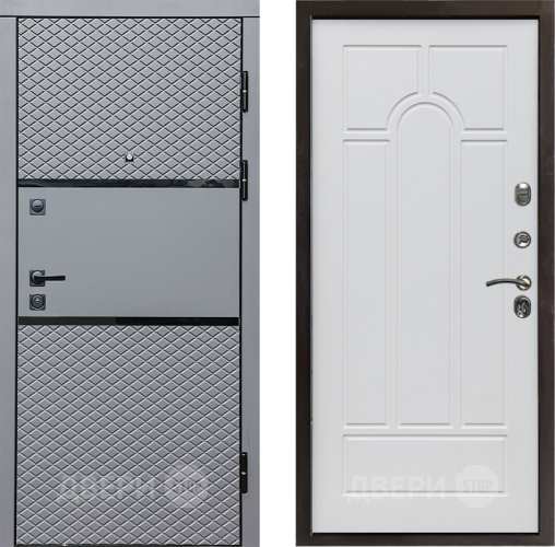 Входная металлическая Дверь Престиж Ромб Арка Белое дерево в Одинцово