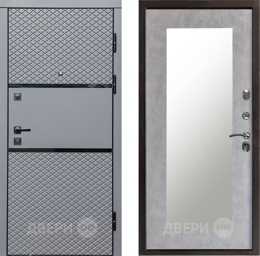 Входная металлическая Дверь Престиж Ромб Зеркло Пастораль Бетон светлый в Одинцово