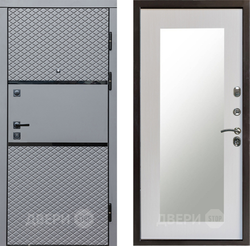 Входная металлическая Дверь Престиж Ромб Зеркло Пастораль Лиственница белая в Одинцово