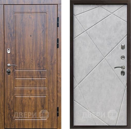 Входная металлическая Дверь Престиж Классика Дуб Лучи Бетон светлый в Одинцово