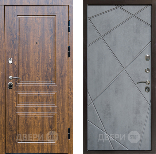 Входная металлическая Дверь Престиж Классика Дуб Лучи Бетон темный в Одинцово