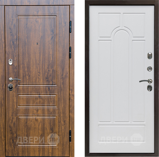 Входная металлическая Дверь Престиж Классика Дуб Арка Белое дерево в Одинцово