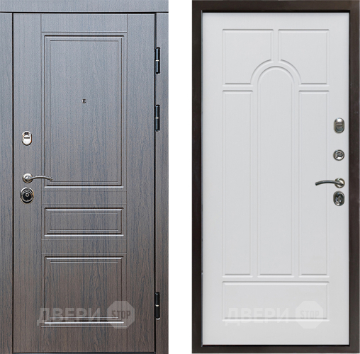 Входная металлическая Дверь Престиж Классика Венге Арка Белое дерево в Одинцово