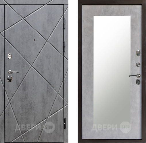 Входная металлическая Дверь Престиж Лучи Зеркло Пастораль Бетон светлый в Одинцово