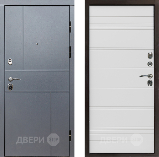 Входная металлическая Дверь Престиж Горизонт Грэй Line Белый в Одинцово