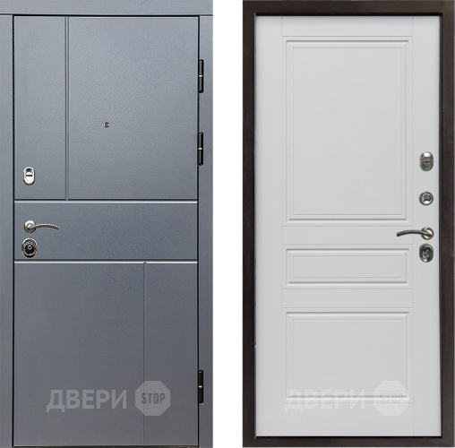 Входная металлическая Дверь Престиж Горизонт Грэй Классика Белый матовый в Одинцово