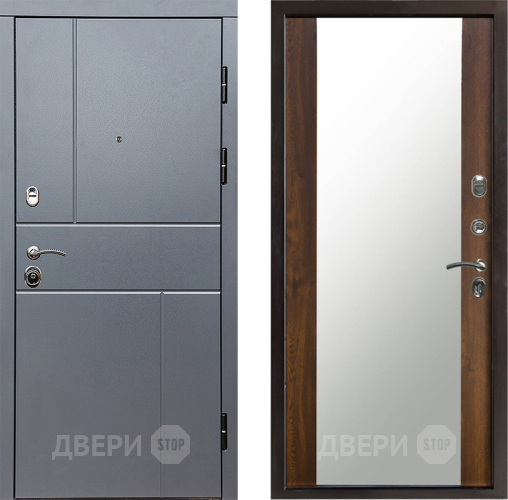 Входная металлическая Дверь Престиж Горизонт Грэй Зеркало Дуб в Одинцово