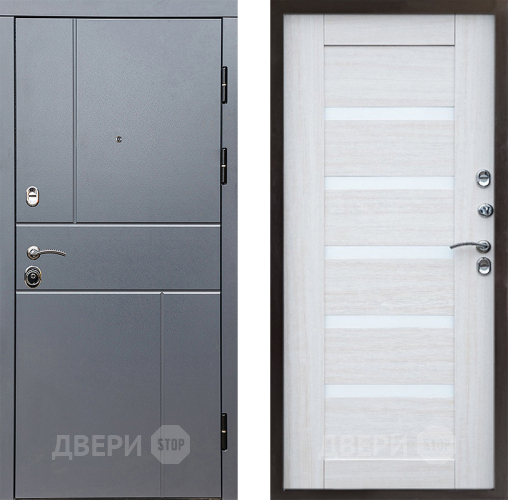 Входная металлическая Дверь Престиж Горизонт Грэй Царга Лиственница белая в Одинцово