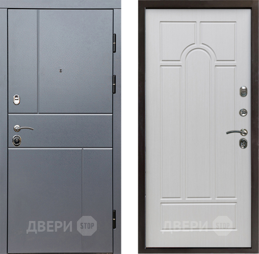 Входная металлическая Дверь Престиж Горизонт Грэй Арка Лиственница белая в Одинцово