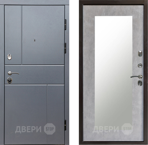 Входная металлическая Дверь Престиж Горизонт Грэй Зеркло Пастораль Бетон светлый в Одинцово