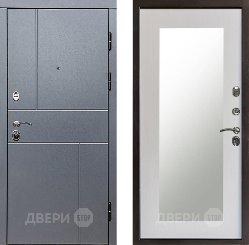 Входная металлическая Дверь Престиж Горизонт Грэй Зеркло Пастораль Лиственница белая в Одинцово