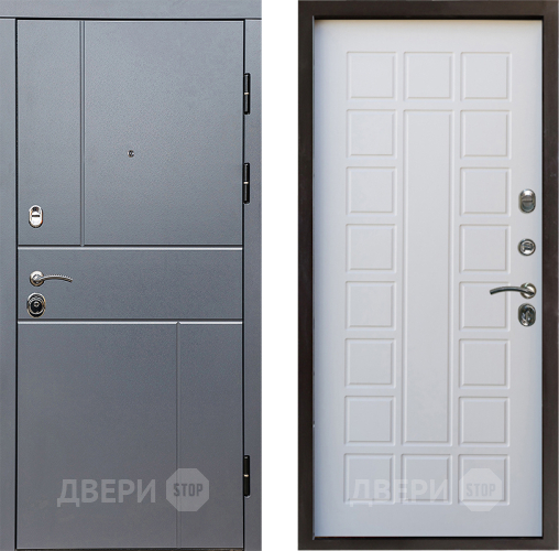 Входная металлическая Дверь Престиж Горизонт Грэй Престиж Белое дерево в Одинцово