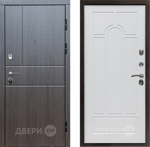 Входная металлическая Дверь Престиж Горизонт Венге Арка Белое дерево в Одинцово