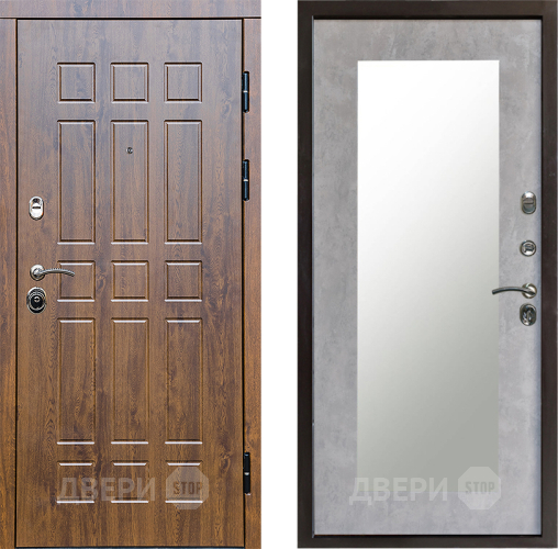 Входная металлическая Дверь Престиж Стандарт Зеркло Пастораль Бетон светлый в Одинцово