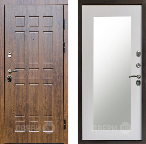 Входная металлическая Дверь Престиж Стандарт Зеркло Пастораль Лиственница белая в Одинцово